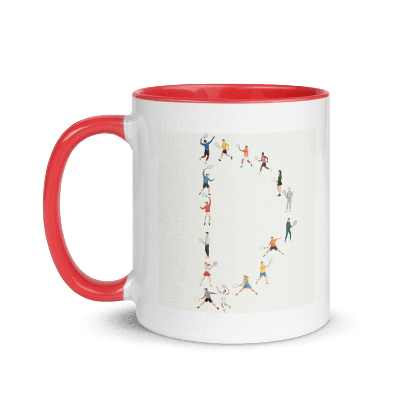 Alphabet Tennis Player Ceramic Mug "D"