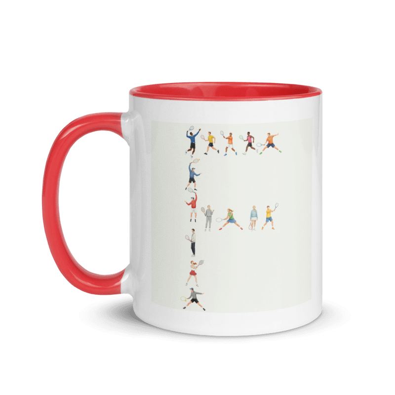 Alphabet Tennis Player Ceramic Mug "F"