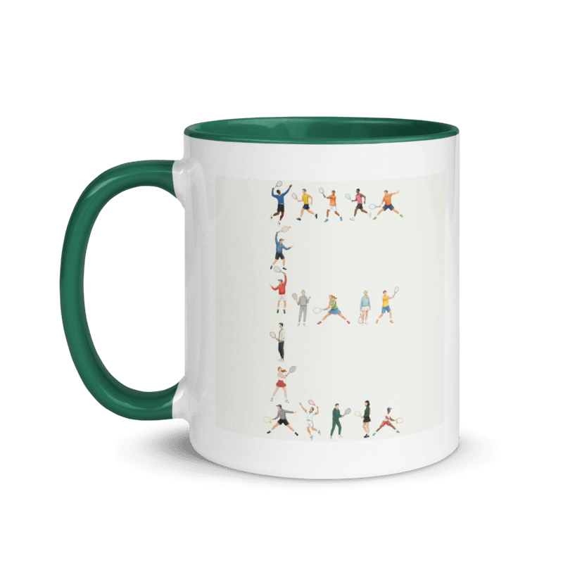 Alphabet Tennis Player Ceramic Mug "E"