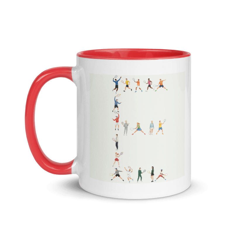 Alphabet Tennis Player Ceramic Mug "E"