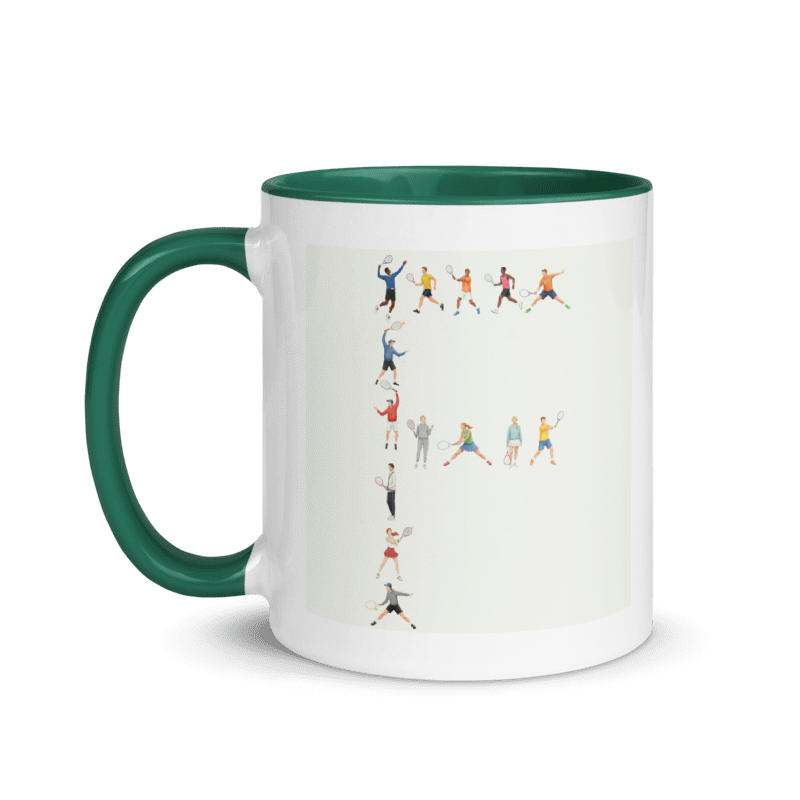 Alphabet Tennis Player Ceramic Mug "F"