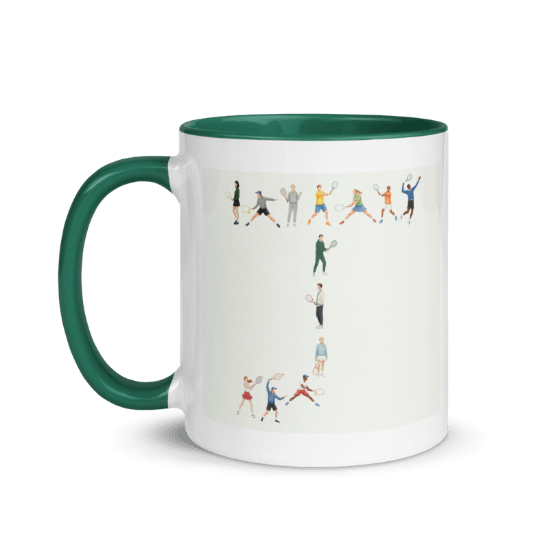 Alphabet Tennis Player Ceramic Mug "J"