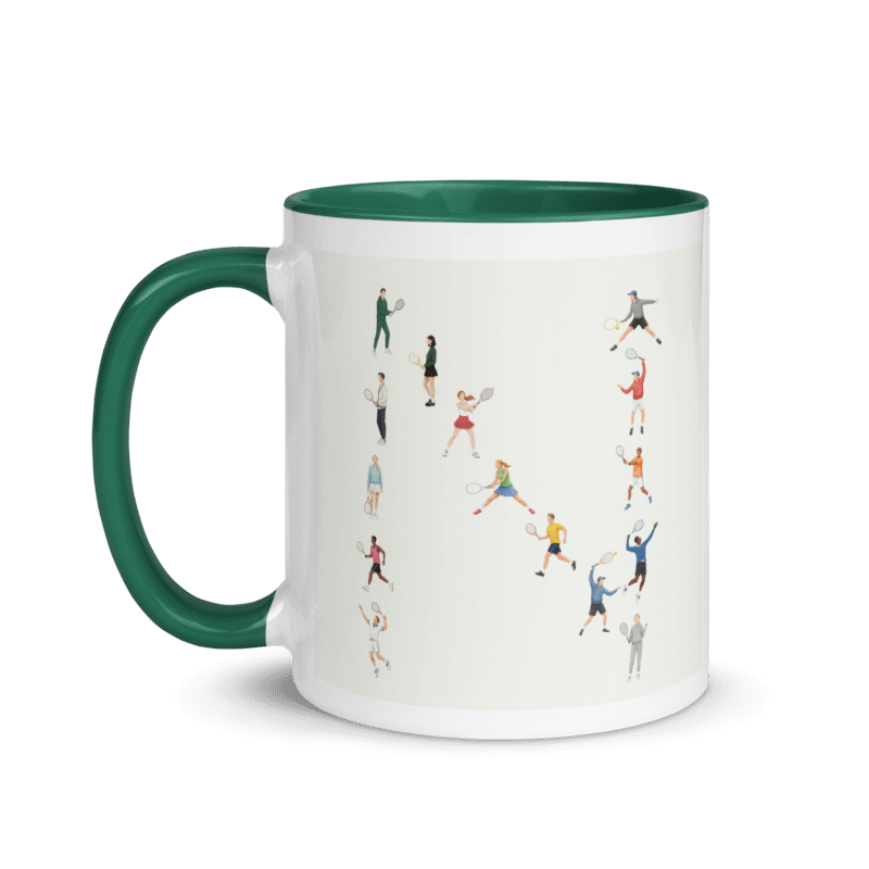 Alphabet Tennis Player Ceramic Mug "N"